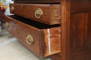 Antique 1880 ' s Solid Oak Blanket Chest TV Stand Base Pin & Cove Knapp Joinery 5