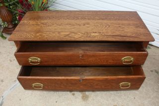 Antique 1880 ' s Solid Oak Blanket Chest TV Stand Base Pin & Cove Knapp Joinery 6