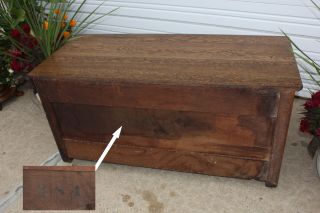 Antique 1880 ' s Solid Oak Blanket Chest TV Stand Base Pin & Cove Knapp Joinery 8