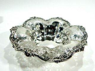 Very Large Antique Redlich & Co.  N.  Y.  Sterling Reticulated Pierced Fruit Bowl 12