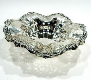 Very Large Antique Redlich & Co.  N.  Y.  Sterling Reticulated Pierced Fruit Bowl