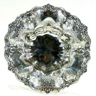 Very Large Antique Redlich & Co.  N.  Y.  Sterling Reticulated Pierced Fruit Bowl 4