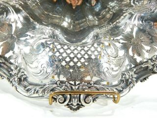 Very Large Antique Redlich & Co.  N.  Y.  Sterling Reticulated Pierced Fruit Bowl 5