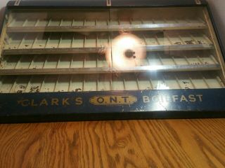 Antique Clark ' s O.  N.  T Boilfast Thread Slant Front Display Case 2