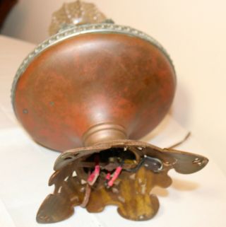 antique ornate Bradley Hubbard B&H copper cast iron electric table oil lamp 12