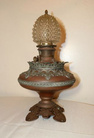 Antique Ornate Bradley Hubbard B&h Copper Cast Iron Electric Table Oil Lamp
