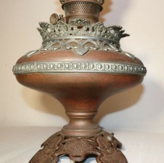 antique ornate Bradley Hubbard B&H copper cast iron electric table oil lamp 5
