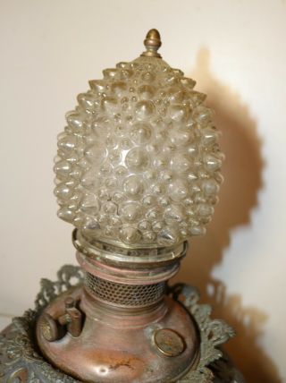 antique ornate Bradley Hubbard B&H copper cast iron electric table oil lamp 9