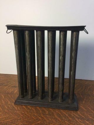 Antique 1800s Tin 12 Tube Candlestick Mold Rustic Primitive Metal Candle Maker