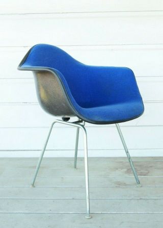 Vintage Mid Century Modern Herman Miller Eames Girard Blue Tweed Armchair