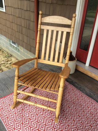 3 Wooden Rocking Chairs.  Smoke.  On Front Porch
