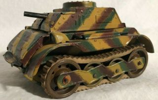 Vintage Tin Wind Up Panzer Tank Germany 1930s - 1940s