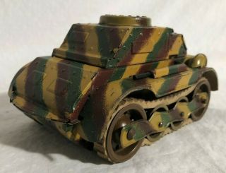 Vintage Tin Wind Up Panzer Tank Germany 1930s - 1940s 4