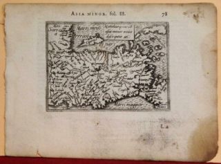 Turkey Anatolia Cyprus 1577 Ortelius & Galle Unusual First Edition Antique Map