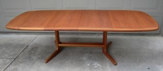 Vintage D - Scan Teak Oval Dining Table Extension Leaves Danish Modern Mid Century