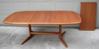 Vintage D - Scan teak oval dining table extension leaves Danish Modern Mid Century 3