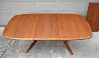 Vintage D - Scan teak oval dining table extension leaves Danish Modern Mid Century 4