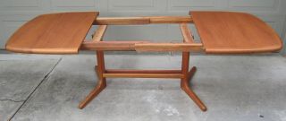 Vintage D - Scan teak oval dining table extension leaves Danish Modern Mid Century 7