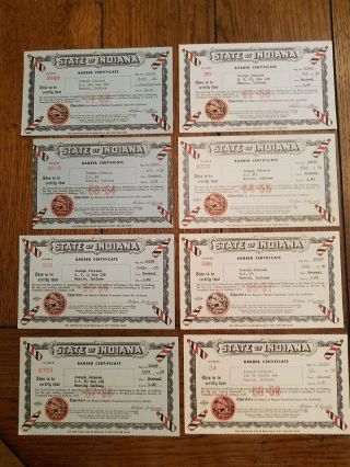 State Of Indiana Barber Certificates