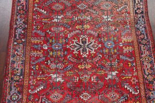 Vintage FADED RED Heriz Serapi Persian Area Rug All - Over Geometric Oriental 7x10 3