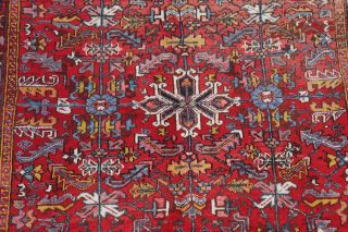 Vintage FADED RED Heriz Serapi Persian Area Rug All - Over Geometric Oriental 7x10 4
