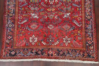 Vintage FADED RED Heriz Serapi Persian Area Rug All - Over Geometric Oriental 7x10 5
