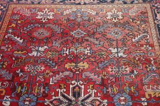 Vintage FADED RED Heriz Serapi Persian Area Rug All - Over Geometric Oriental 7x10 7
