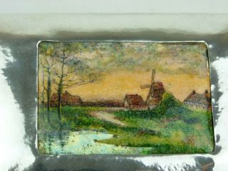 A Very Rare Liberty & Co Tudric Pewter Box With Stunning Countryside Enamel 2