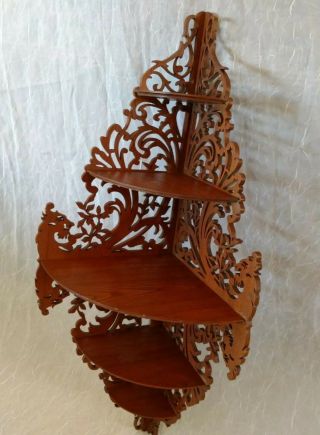 Antique Victorian Wooden Whatnot Corner Shelf - Large 35 "