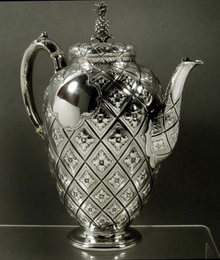 English Sterling Coffee Pot 1901 Abercrombie Design