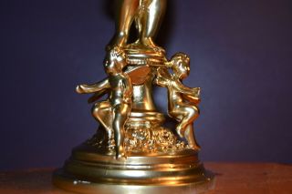 Antique Ornate Golden Cast Metal Angel Cherub Candelabra French Candle Holder 11