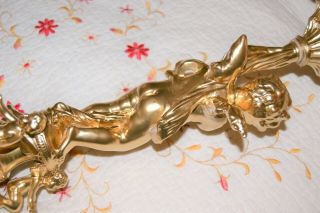 Antique Ornate Golden Cast Metal Angel Cherub Candelabra French Candle Holder 5