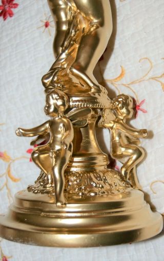 Antique Ornate Golden Cast Metal Angel Cherub Candelabra French Candle Holder 6