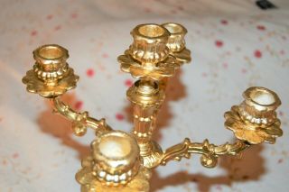 Antique Ornate Golden Cast Metal Angel Cherub Candelabra French Candle Holder 8