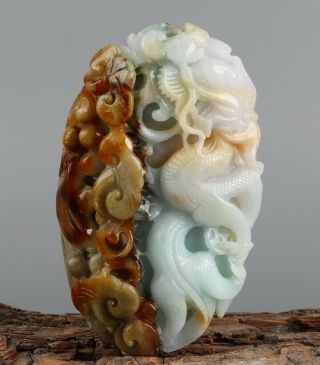 Chinese Exquisite Hand - Carved Dragon Carving Jadeite Jade Pendant