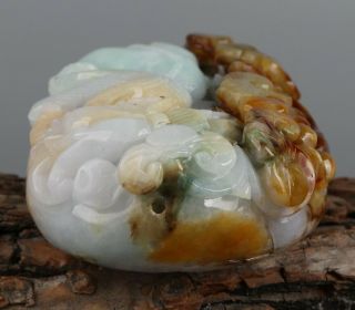 Chinese Exquisite Hand - carved Dragon Carving jadeite jade Pendant 6