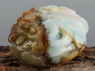 Chinese Exquisite Hand - carved Dragon Carving jadeite jade Pendant 8
