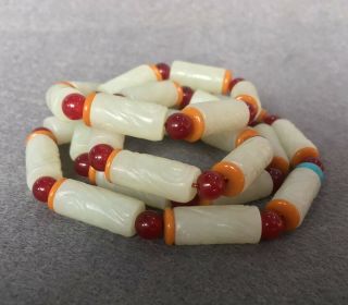 Chinese Exquisite Hand - carved Hetian jade necklace 3