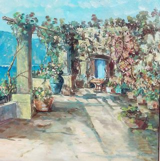 Estate Signed Fanelli ITALY ART OIL PAINTING Stunning Italian Sorrento Sea Coast 3