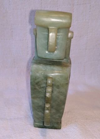 Chinese Hand Carved Green Jade Ornate Vase Handles China Oriental 5