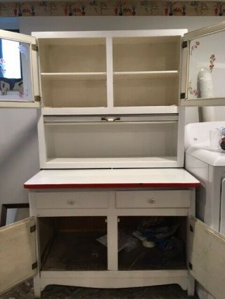 vintage hoosier kitchen cabinet white 2