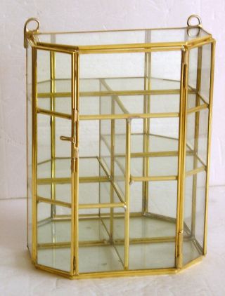 Glass & Brass Small Curio Display Cabinet