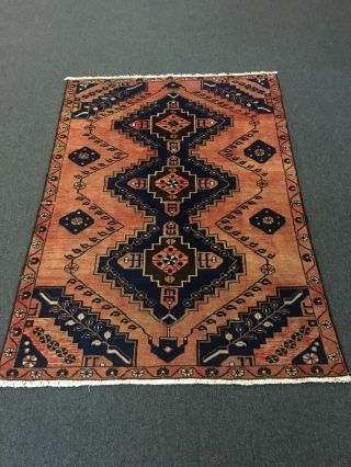 Semi Antique Hand Knotted Persian Hamadan - Zanjan Geometric Rug Carpet 4’1”x6’1”