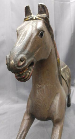 Antique Old Vintage Wooden Toy Carousel Horse Rocker Slider 5