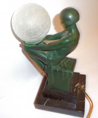 Bronze Sculpture Lamp French Art Deco M.  Le Verrier