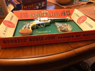 Mattel Shootin Shell 45 cap gun in its box n/mint 3