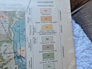 VINTAGE LOVELY MAP AREAL GEOLOGY SOUTH DAKOTA LEAD QUADRANGLE 1921 EDT STANFORD 10