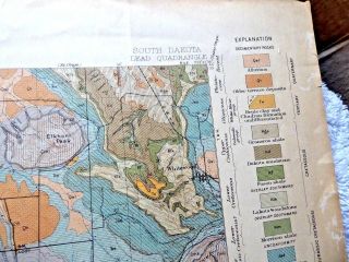 VINTAGE LOVELY MAP AREAL GEOLOGY SOUTH DAKOTA LEAD QUADRANGLE 1921 EDT STANFORD 3