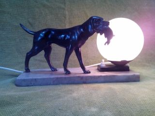French Art Deco Lamp Large Dog Retriever Game Dog Lamp
