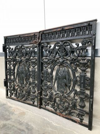 Exceptional 19th C.  French Gothic Cast iron Church Gate/Doors with angels 10